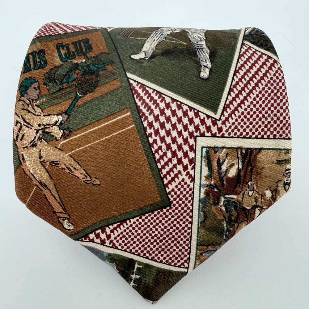 Vintage Brooks Brothers Makers Silk Tie Sports Tennis Cricket Derby 59x3.75